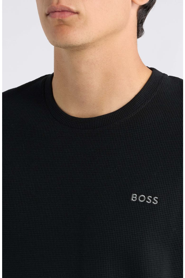 Waffle Knit T-Shirt, Alternate, color, BLACK