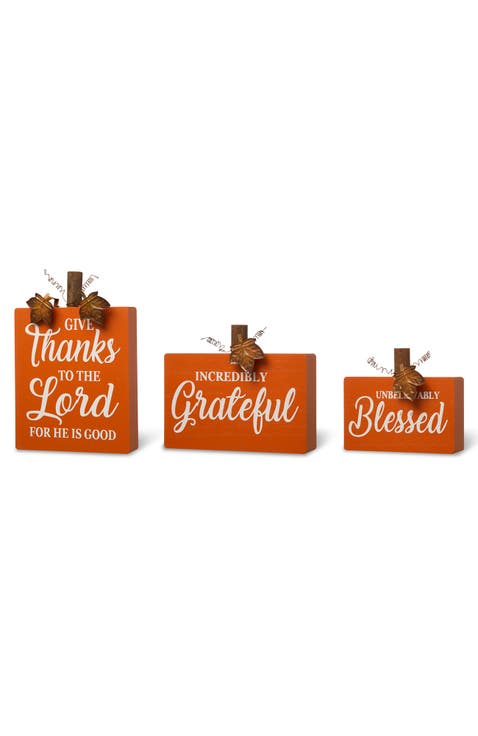 3PK Fall Wooden Pumpkin Table Decors