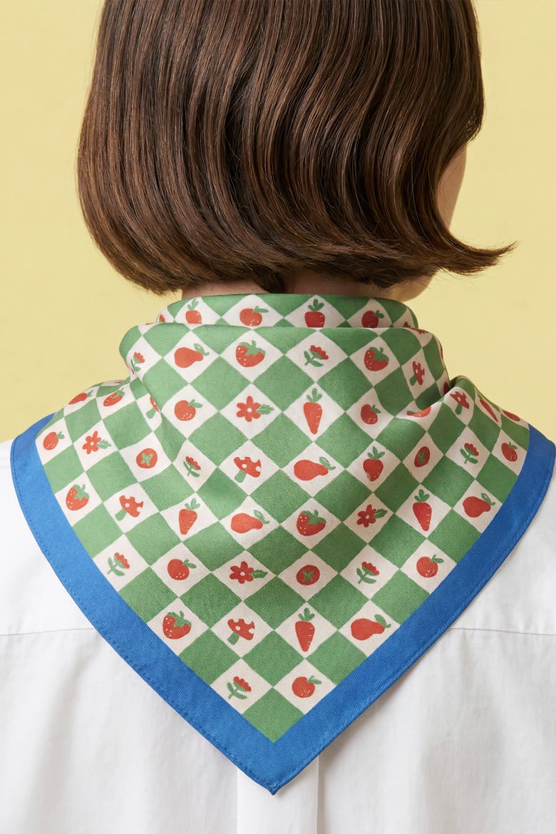 Checkers Cotton Bandana, Alternate, color, Green