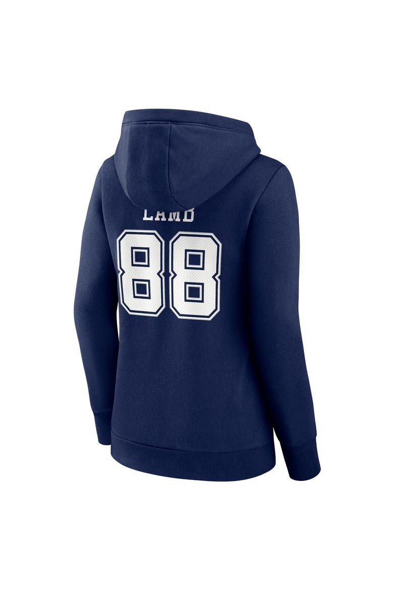 Women's Fanatics Branded CeeDee Lamb Navy Dallas Cowboys Player Icon Name & Number V-Neck Pullover Hoodie, Alternate, color, Navy