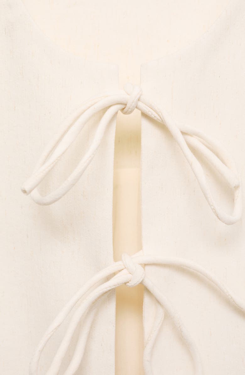 MANGO Ana Tie Front Sleeveless Top, Alternate, color, Light Beige