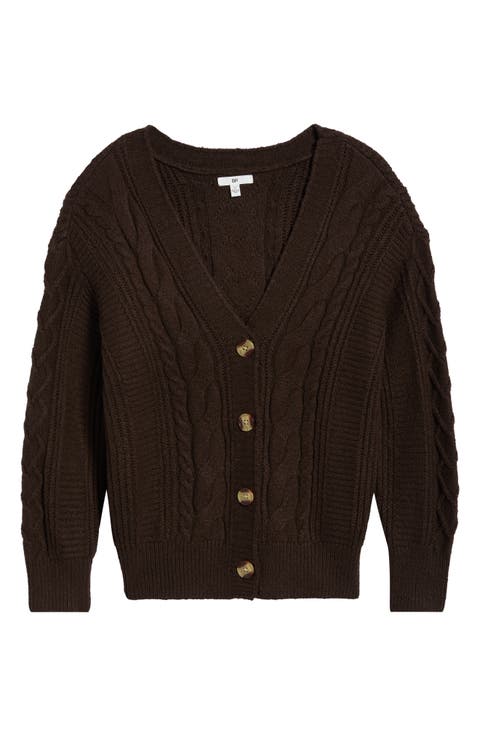Relaxed Cable Stitch V-Neck Cardigan