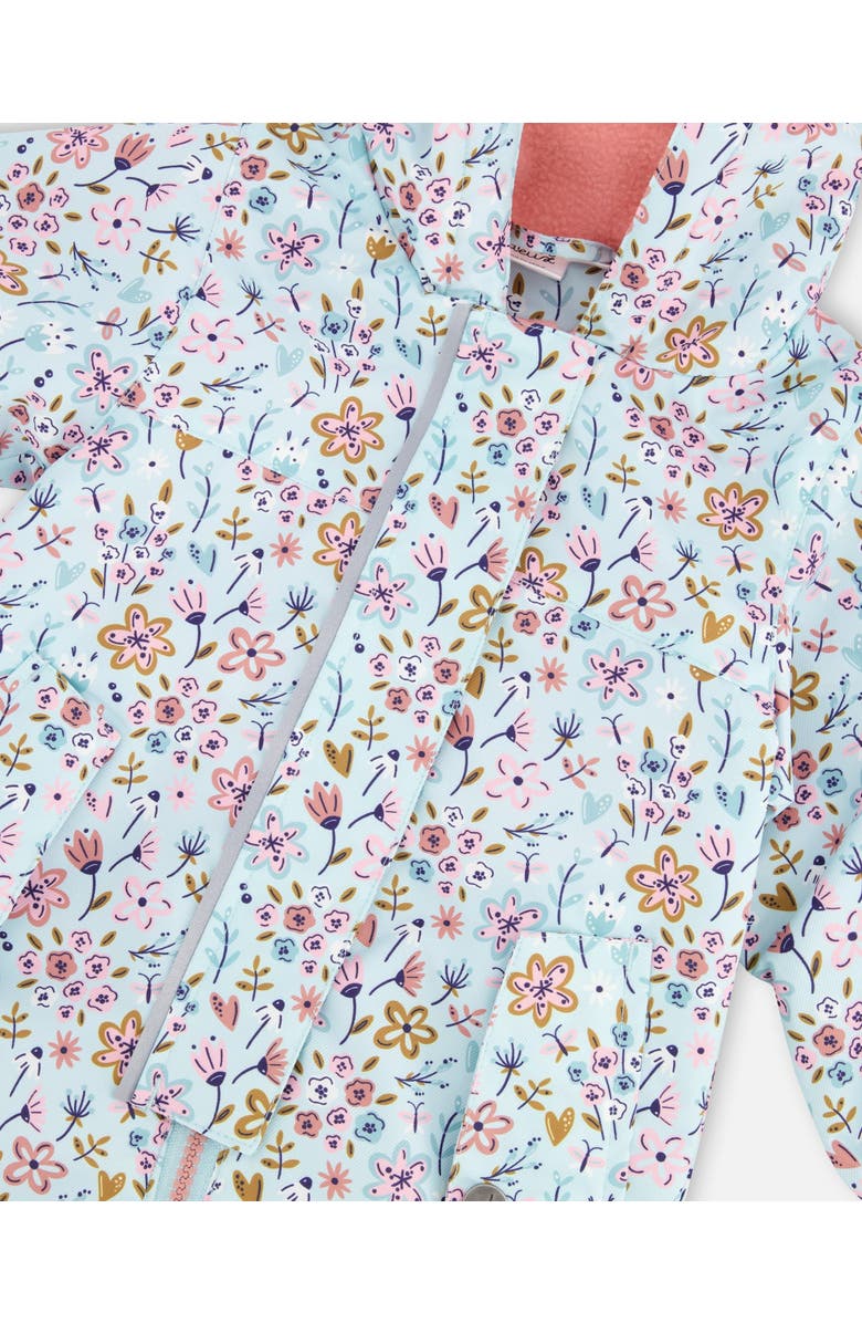 Deux par Deux Baby Mid-Season One-Piece Mini Flower Print Outerwear with Hat, Alternate, color, Blue Mini Flower Print