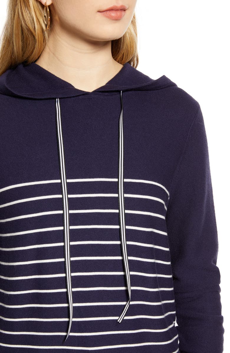 1901 Nautical Stripe Cotton Blend Hooded Sweater, Alternate, color, 