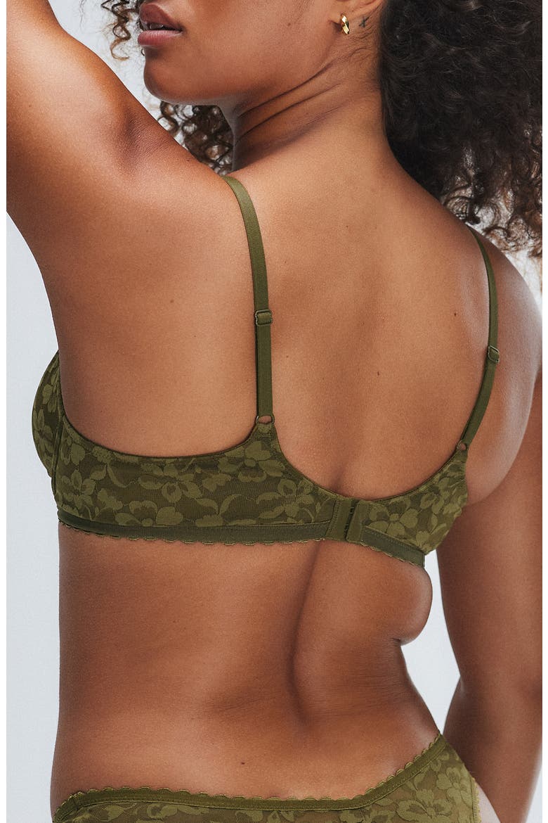 Lavish Lace Unlined Plunge Bra, Alternate, color, MILITARY OLIVE GREEN