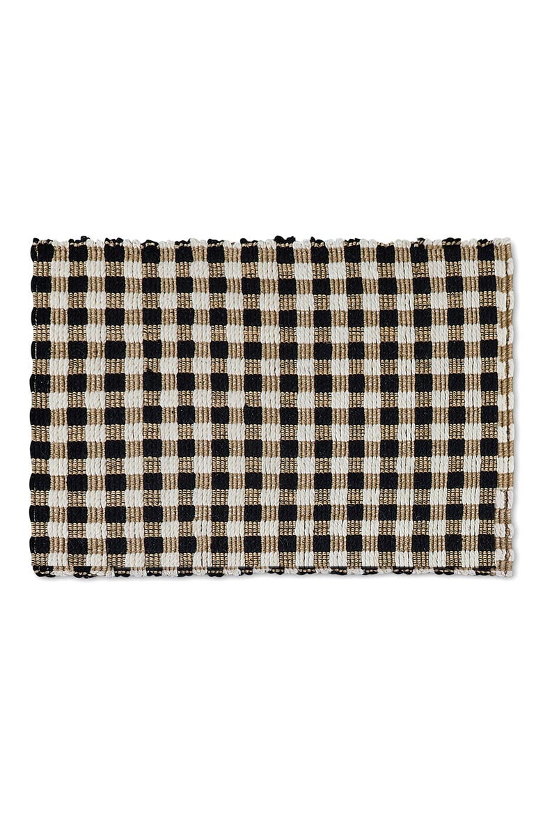 Natural Black & White Checked Rug, Main, color, BEIGE