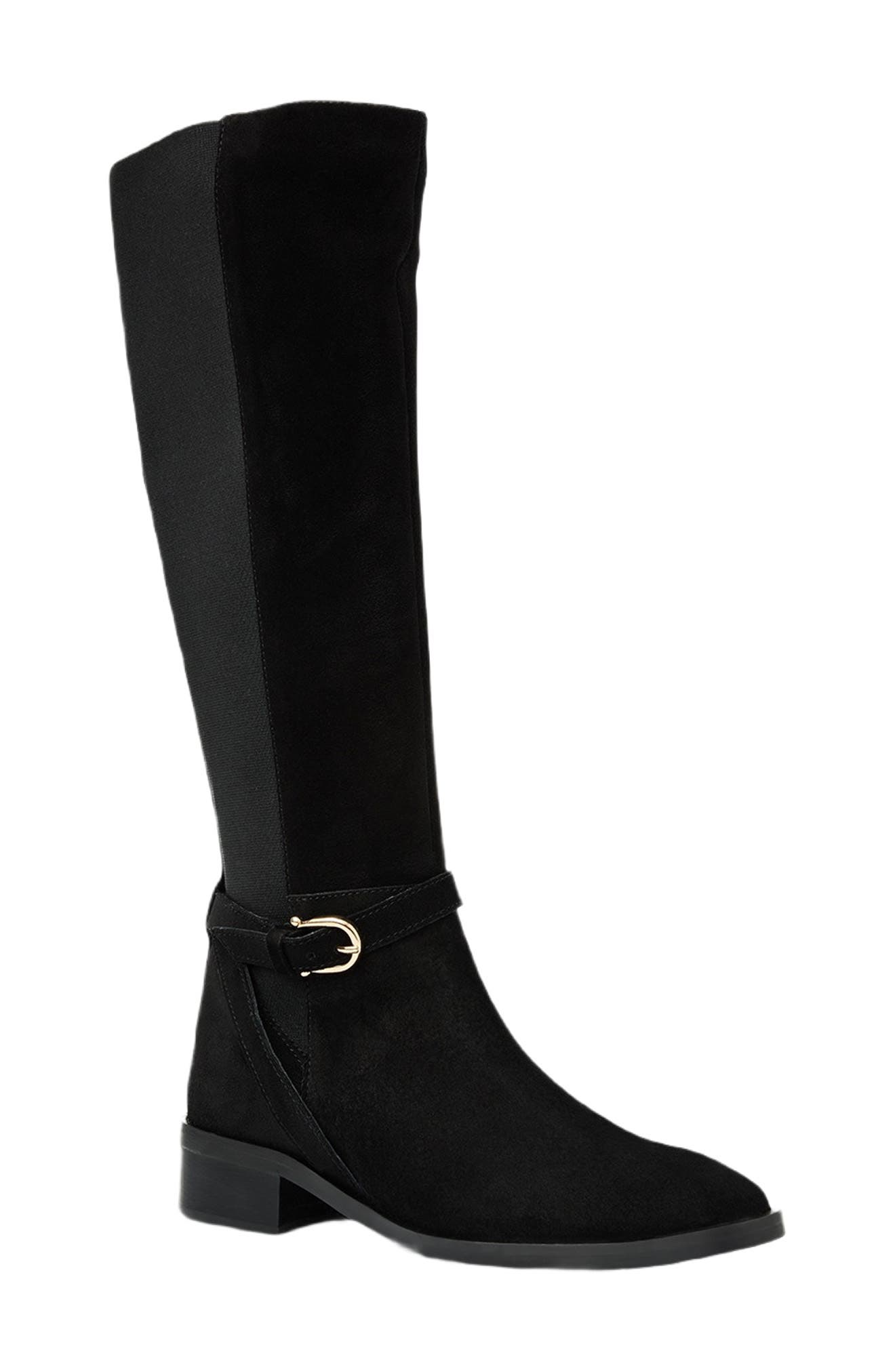 Aquatalia Claudette Water Resistant Knee High Boot, Main, color, Black Suede