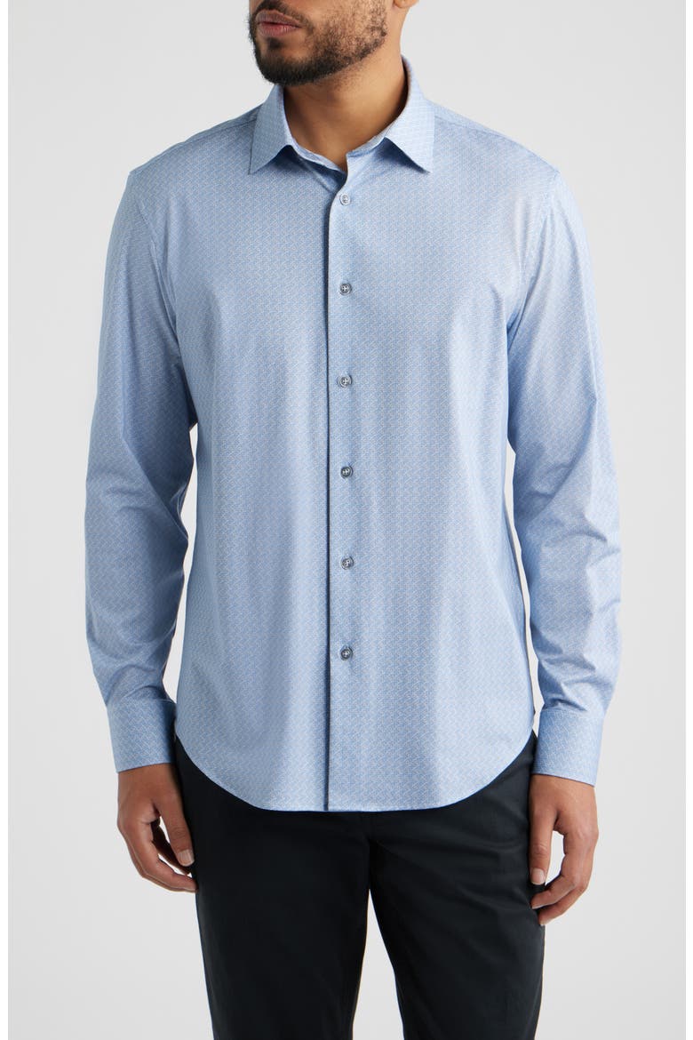 James OoohCotton® Linked Medallion Print Button-Up Shirt, Main, color, AIR BLUE