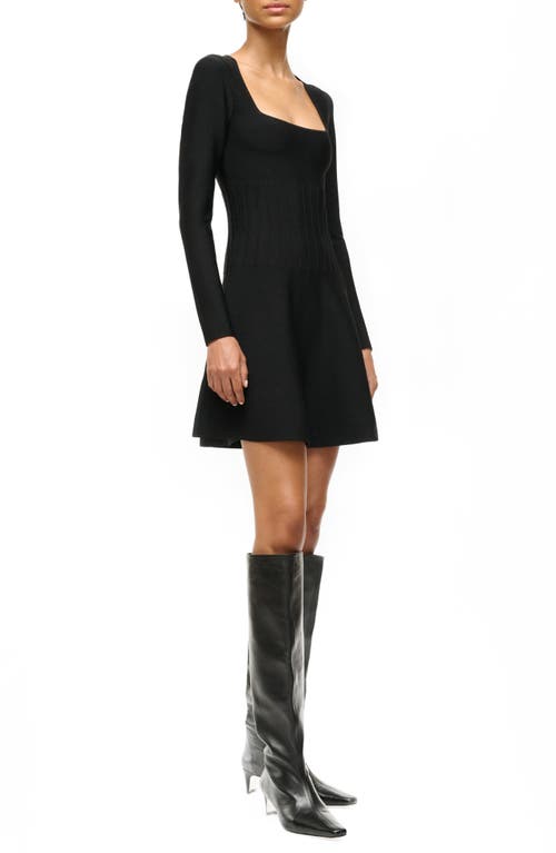 Staud Deora Embellished Waist Square-neck Mini Dress In Black