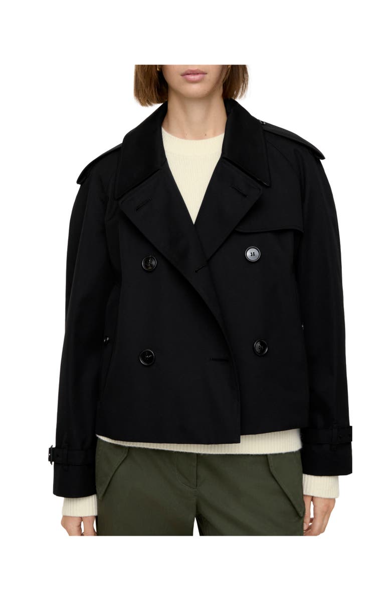 Burberry Cropped Tropical Gabardine Mayfair Trench Jacket, Alternate, color, Black