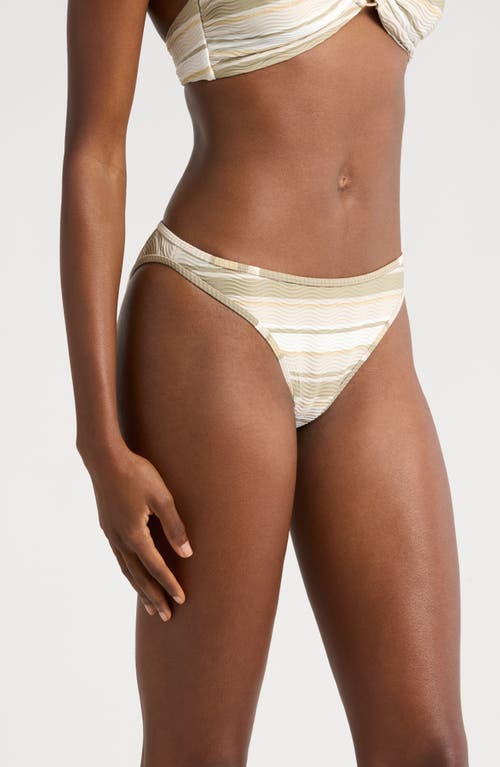 Shop Ramy Brook Isla Metallic Stripe Bikini Bottoms In Sandstone Stripe