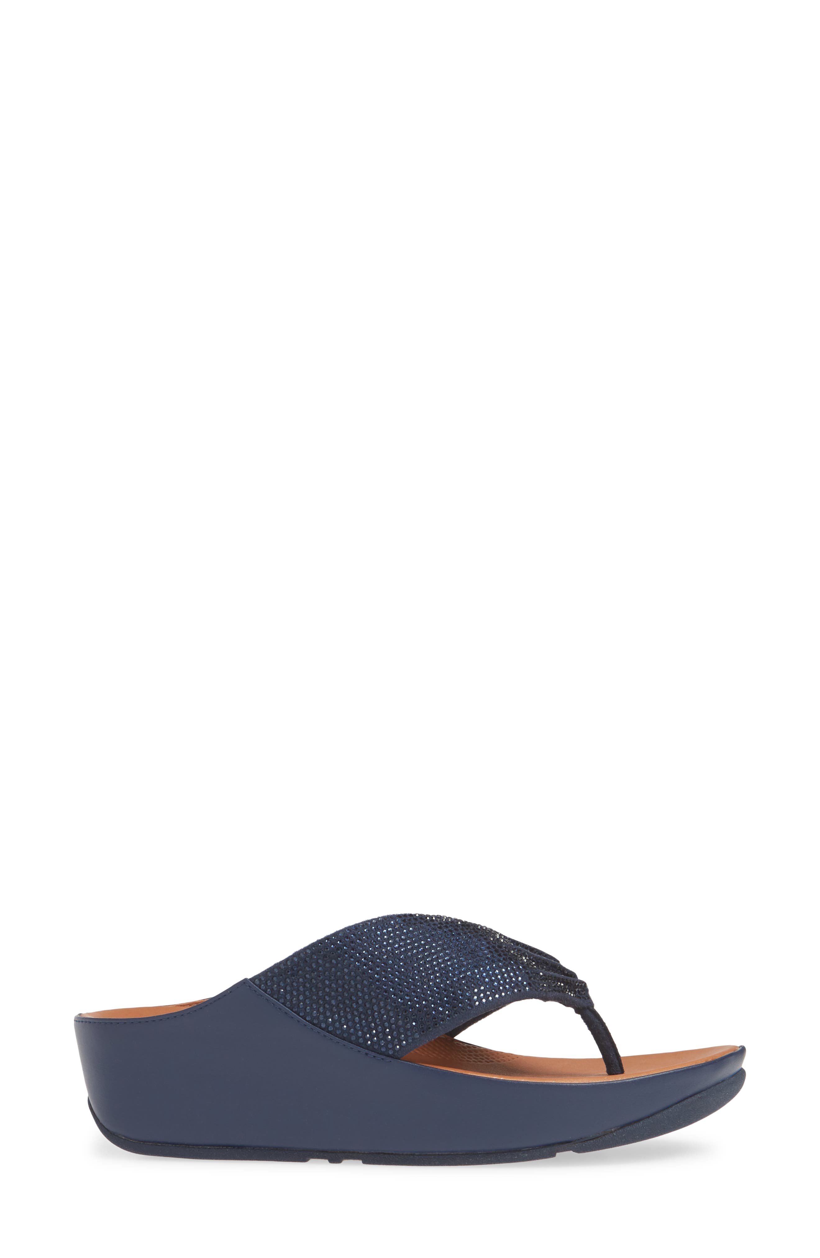 FitFlop Twiss Crystal Flip Flop, Alternate, color, Midnight Navy