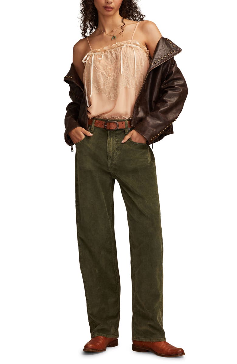 Lucky Brand Corduroy Barrel Leg Jeans, Alternate, color, Dirty Olives