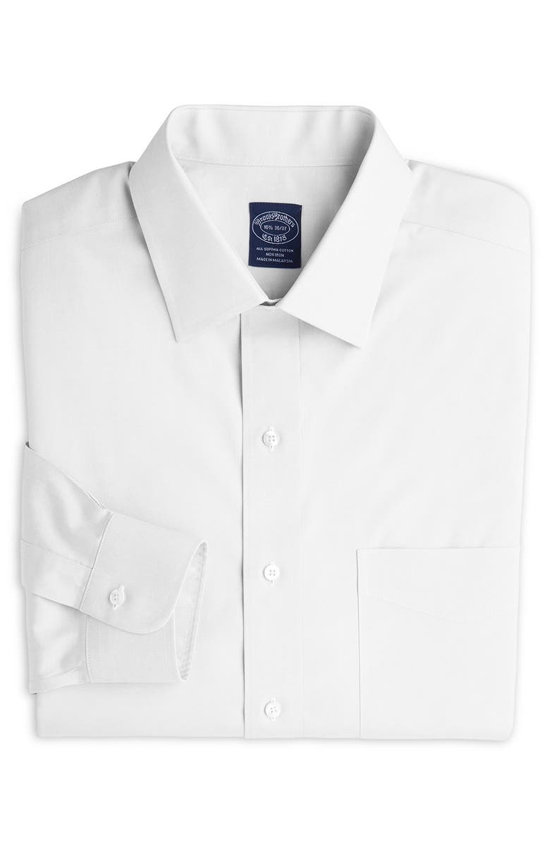 Brooks Brothers Big & Tall Pinpoint Stretch Dress Shirt, Main, color, 