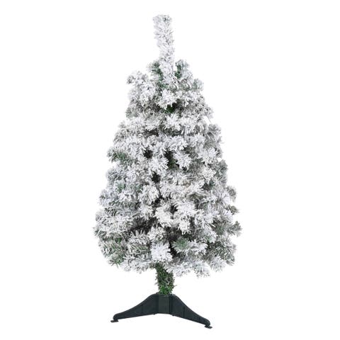3-ft Flocked Rock Springs Spruce Artificial Christmas Tree