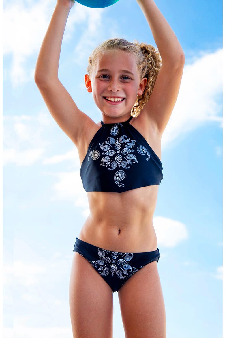 Foil Printed Tankini Swimsuit, Alternate, color, BLACK