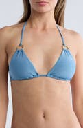 Vitamin A® Cosmo Ring Detail Metallic Triangle Bikini Top