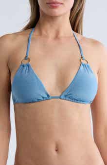 Vitamin A® Cosmo Ring Detail Metallic Triangle Bikini Top