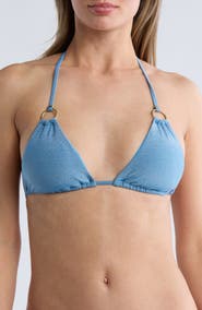 Vitamin A® Cosmo Ring Detail Metallic Triangle Bikini Top