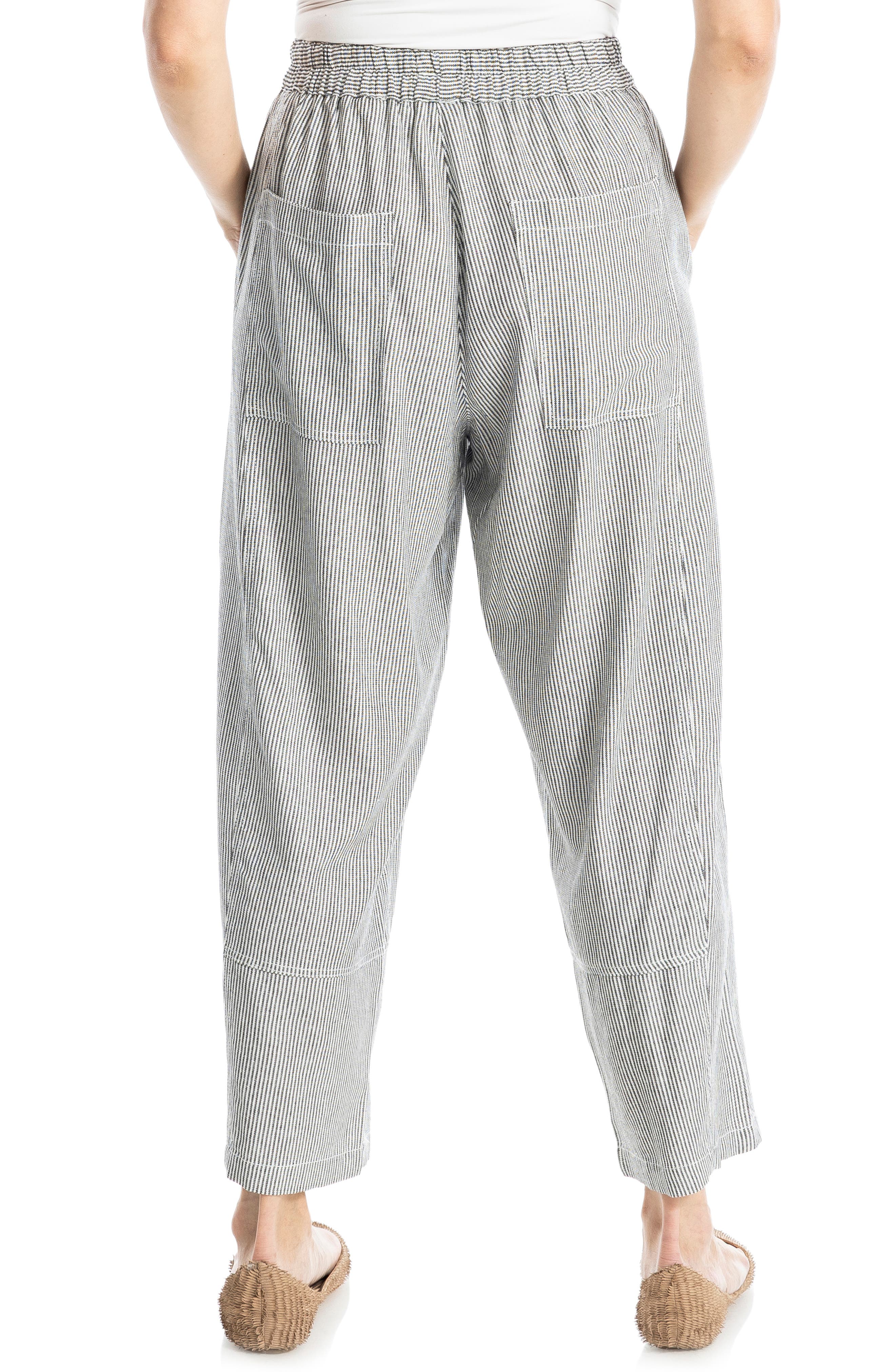 Stripe Linen Blend Barrel Pants - image 2