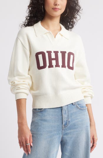 Preppy Jacquard Johnny Collar Sweater