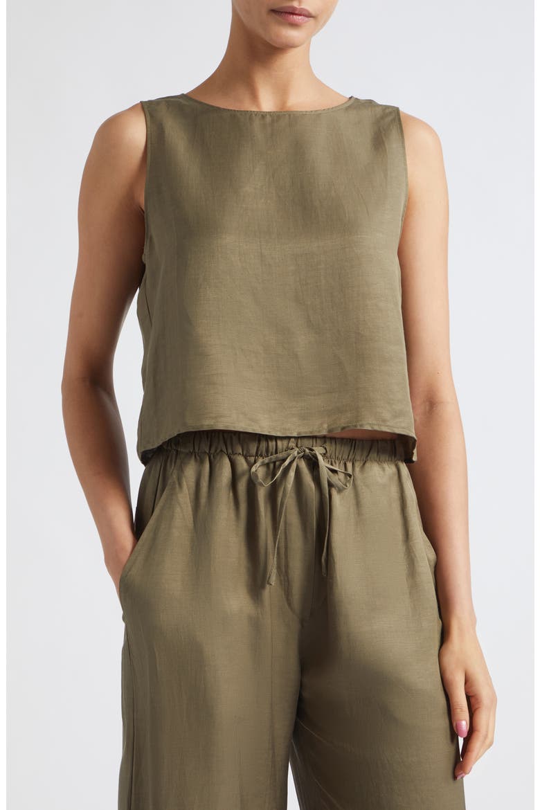 Daniel Linen Blend Sleeveless Crop Top, Alternate, color, CYPRESS