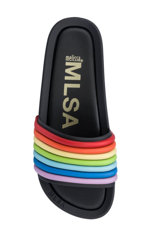 Melissa Beach Slide Sandal In Black Rainbow