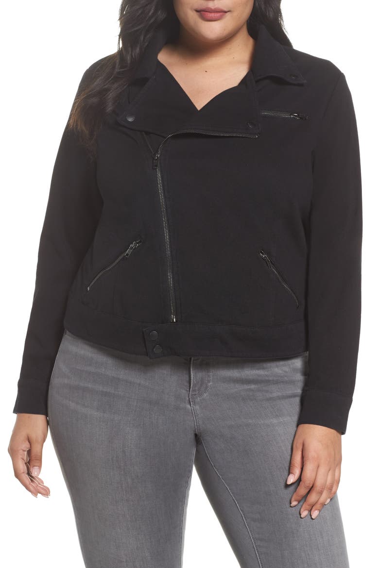 Zip Knit Moto Jacket, Alternate, color, BLACK