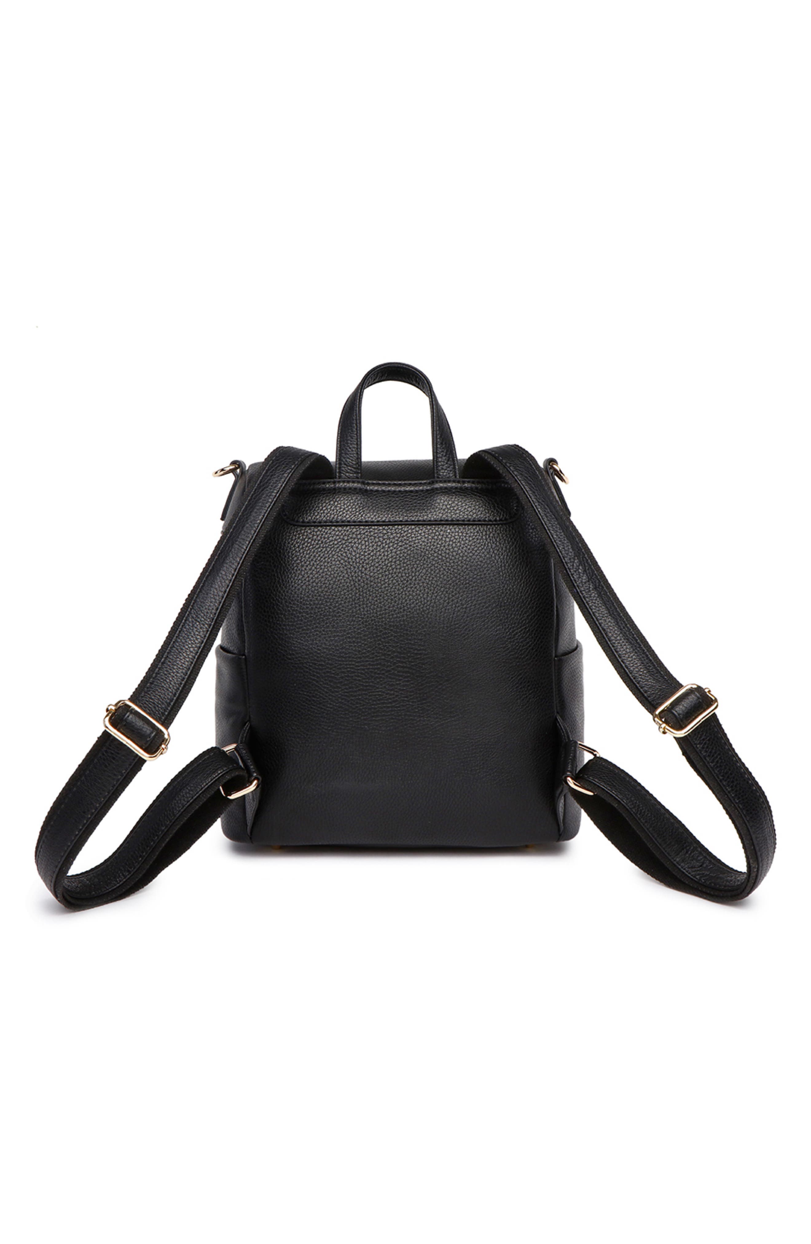 Luli Bebé Petit Monaco Faux Leather Diaper Bag, Alternate, color, Ebony Black