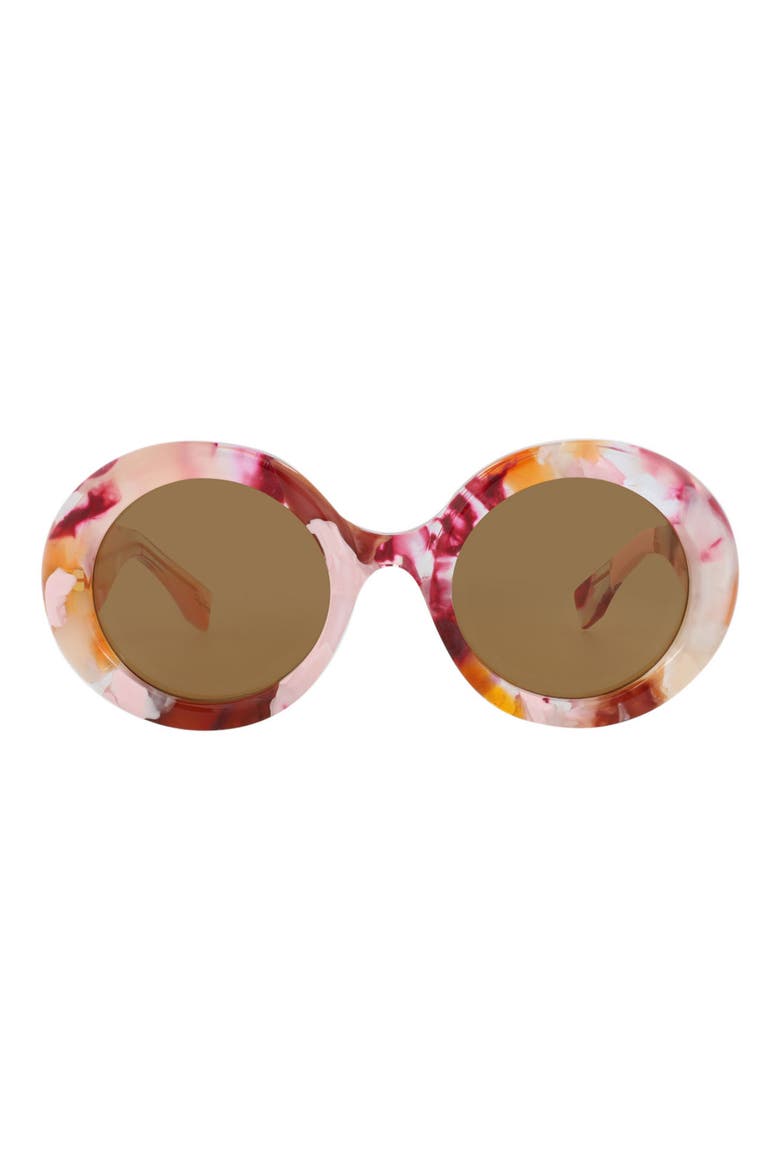 52mm Round Sunglasses, Main, color, PINK PINK BROWN