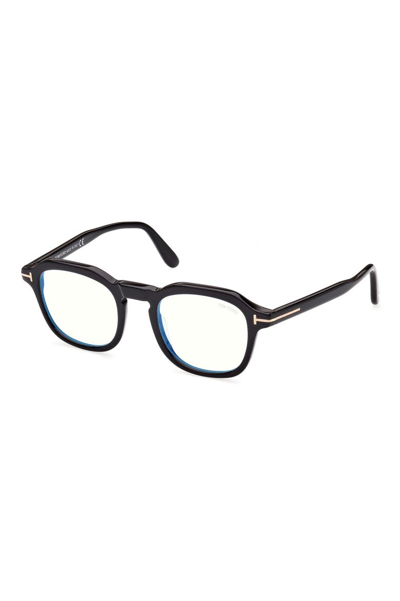 49mm Blue Light Blocking Glasses, Alternate, color, SHINY BLACK