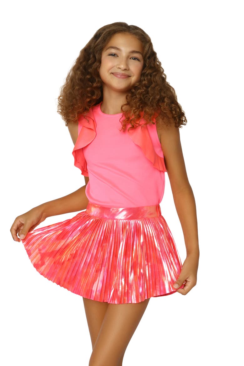 Kids' Flutter Sleeve Top, Alternate, color, CORAL