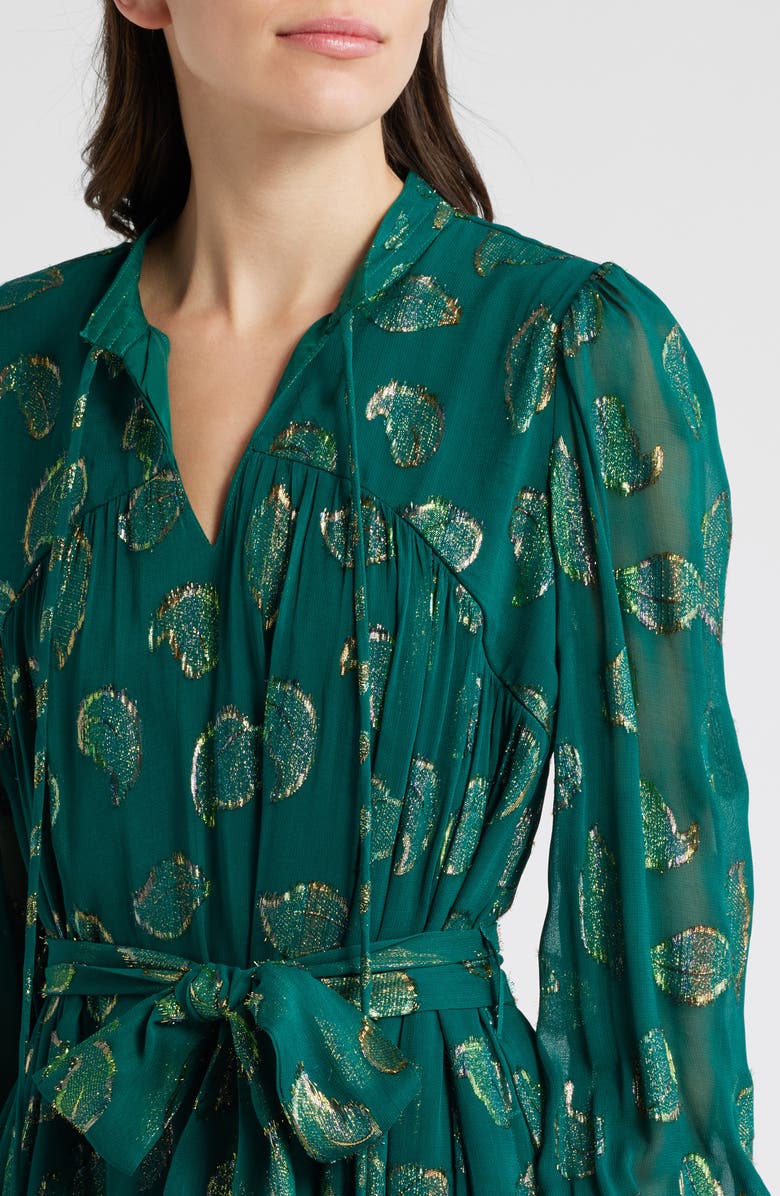 CIEBON Eriana Metallic Long Sleeve Belted Maxi Dress, Alternate, color, 