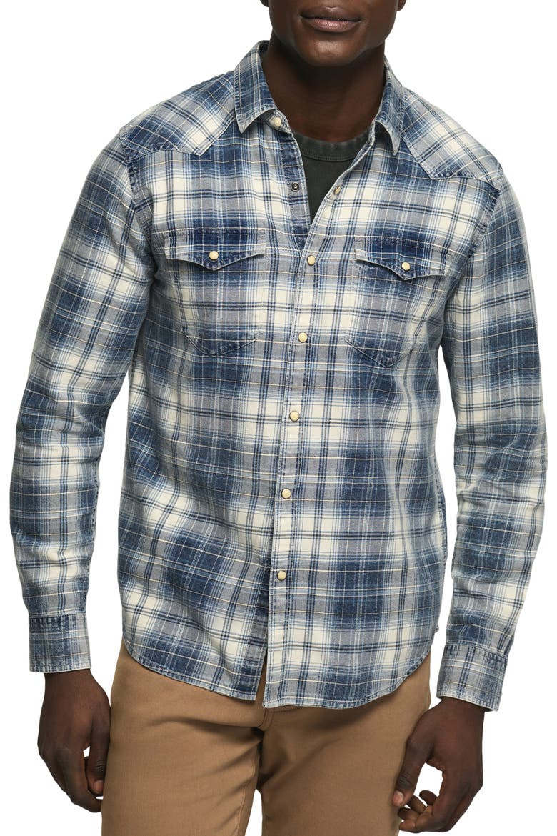 Plaid Long Sleeve Western Shirt, Main, color, INDIGO PLAID