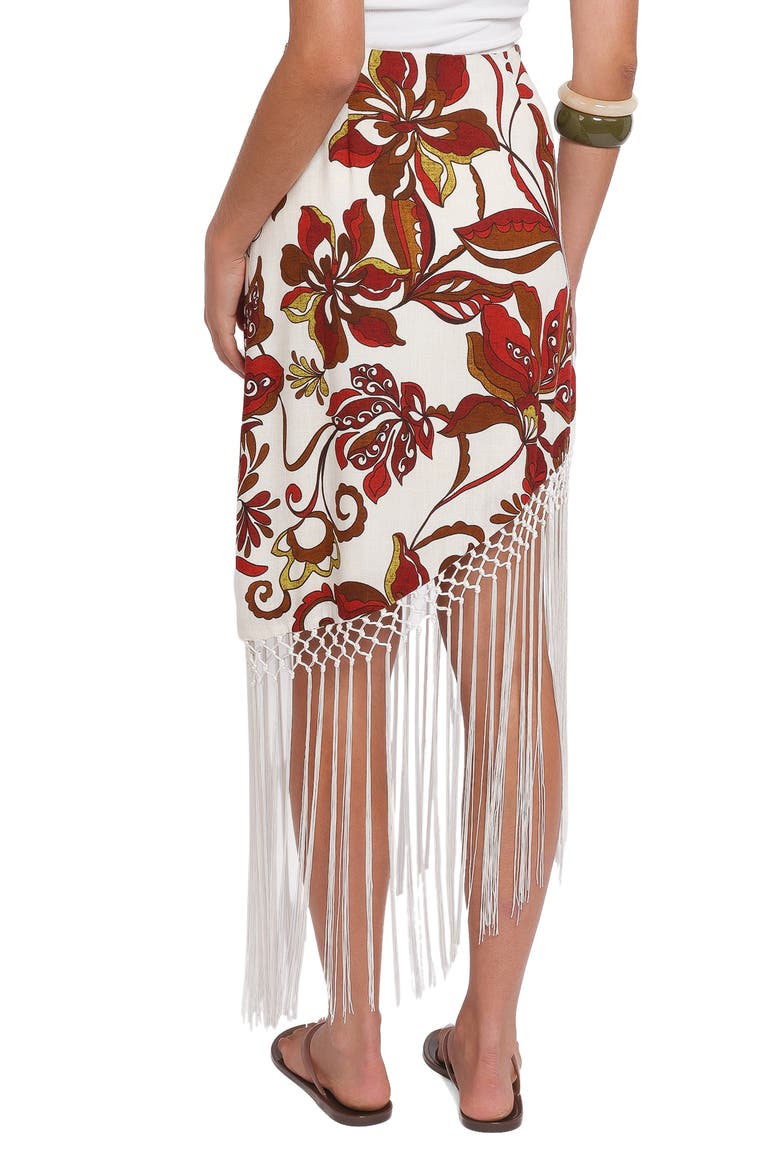 Shelby Print Fringe Skirt, Alternate, color, BROWN FLORAL