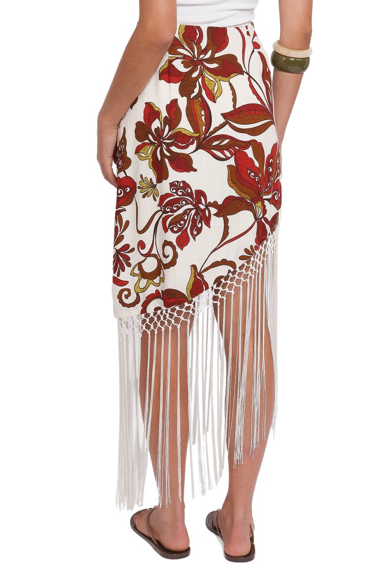Petal & Pup Shelby Print Fringe Skirt, Alternate, color, Brown Floral