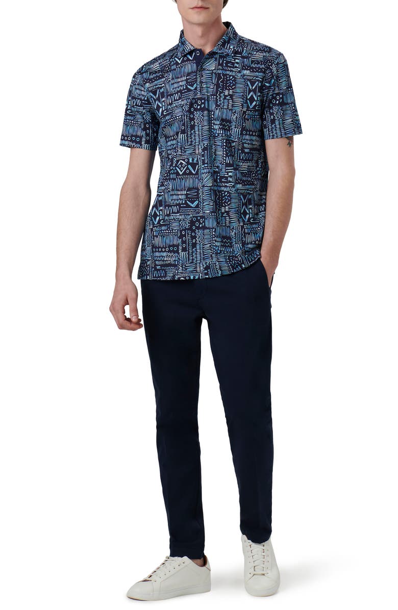 Bugatchi Hendrix Digital Print Pima Cotton Polo, Alternate, color, Navy