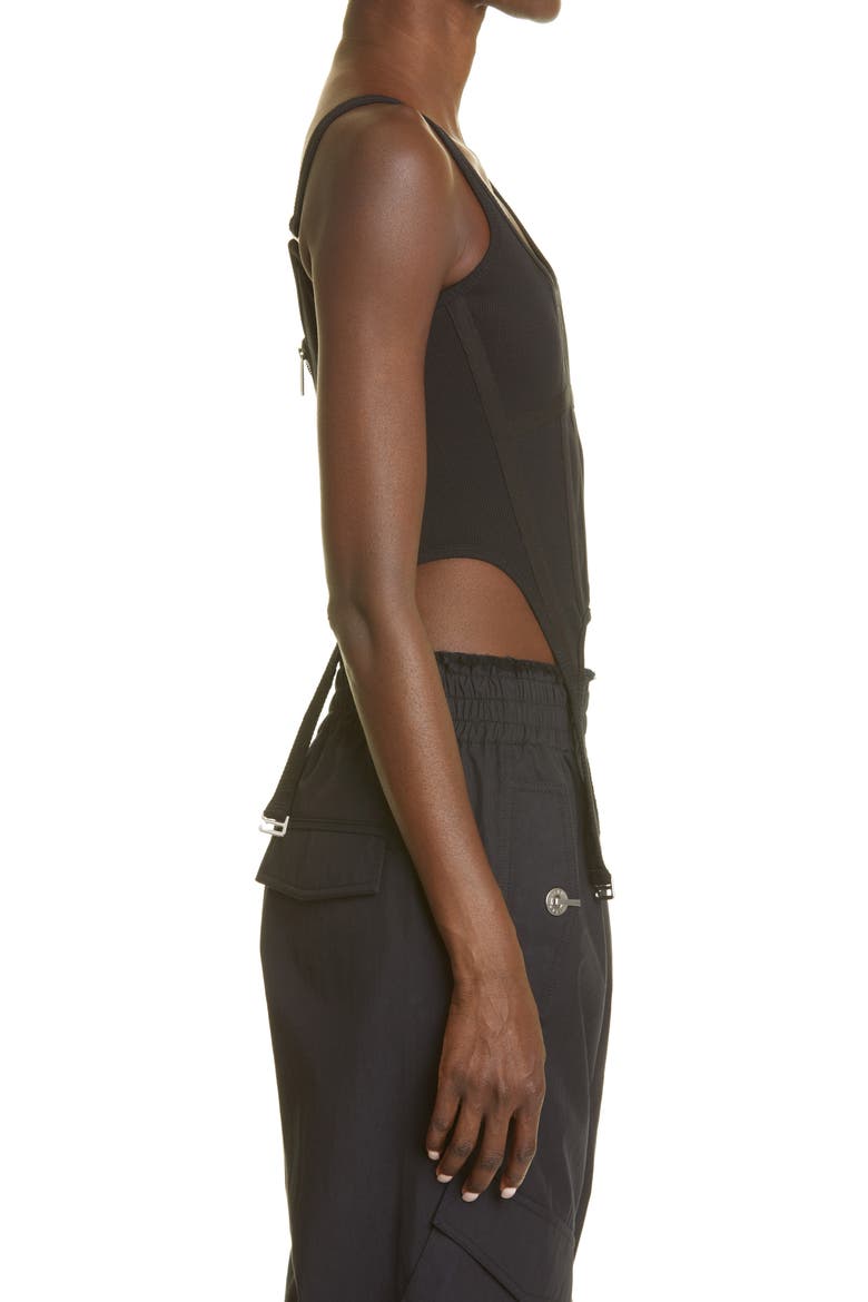 Ribbed Combat Corset Tank Top, Alternate, color, BLACK