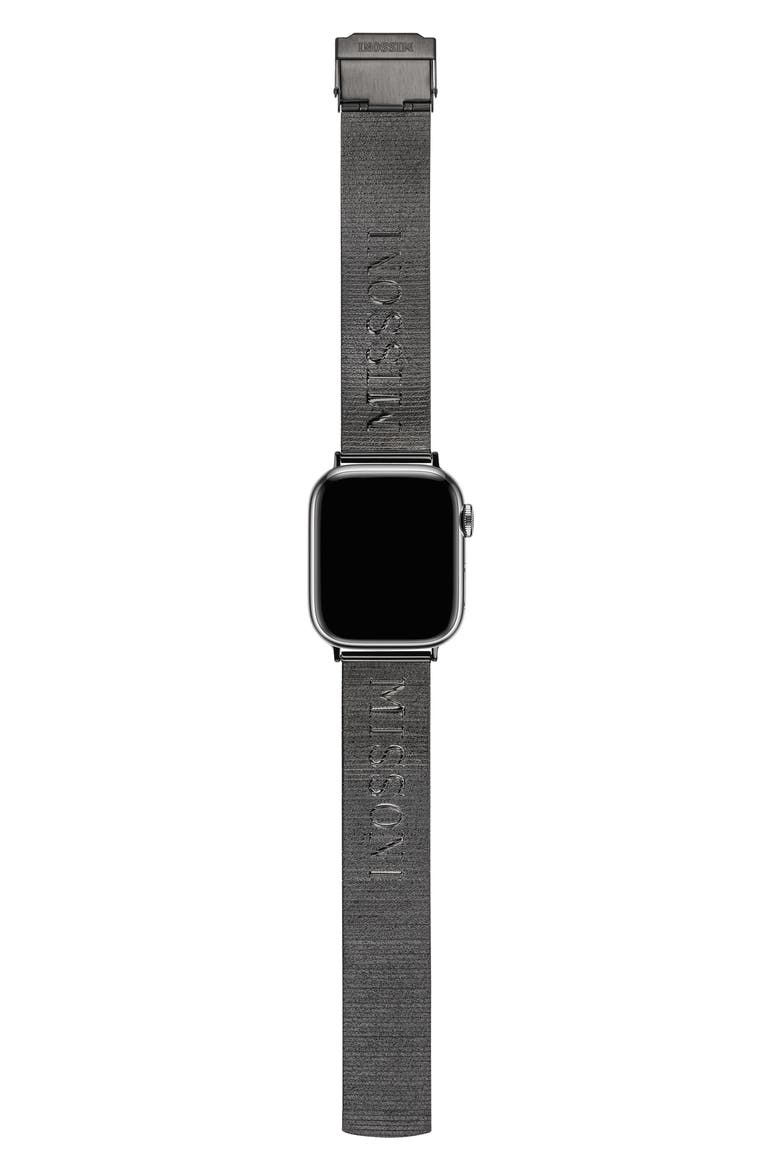Lettering Stainless Steel 24mm Apple Watch® Watchband, Alternate, color, IP GREY