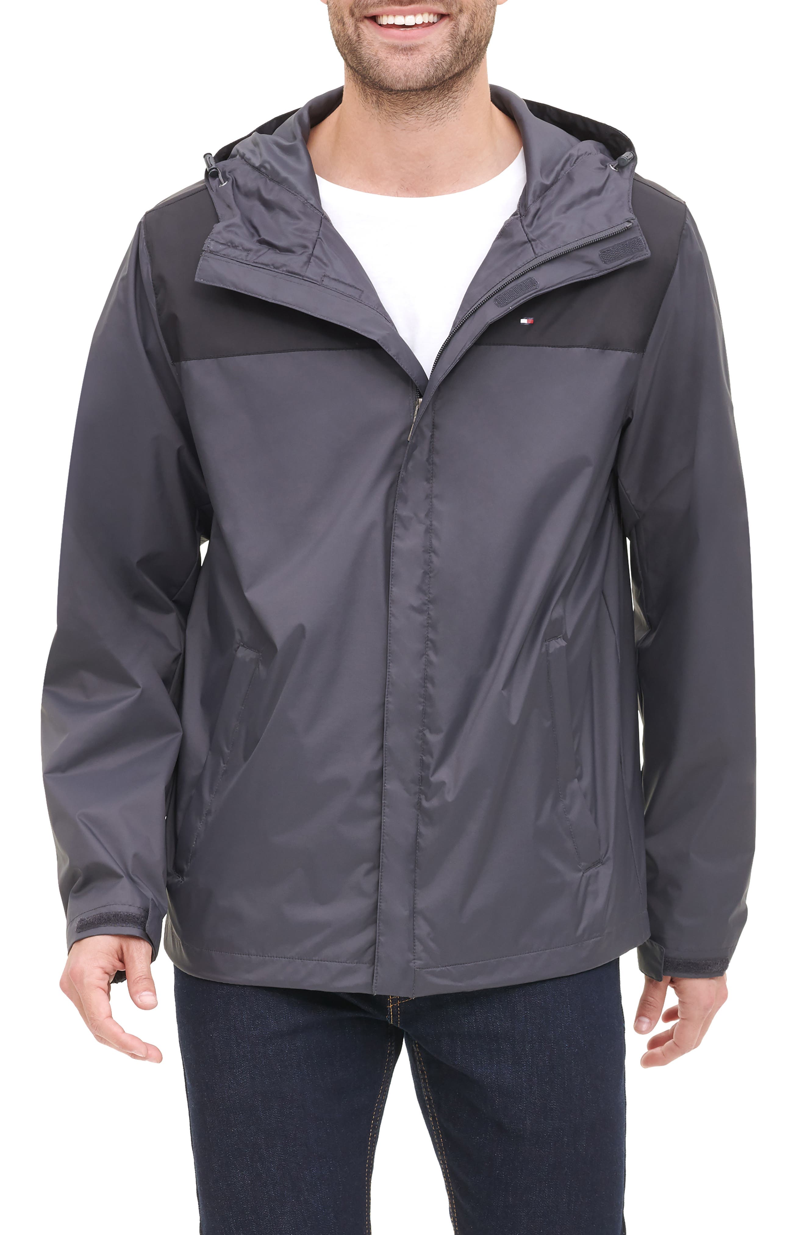 Nylon Hooded Quilted Rain Jacket
