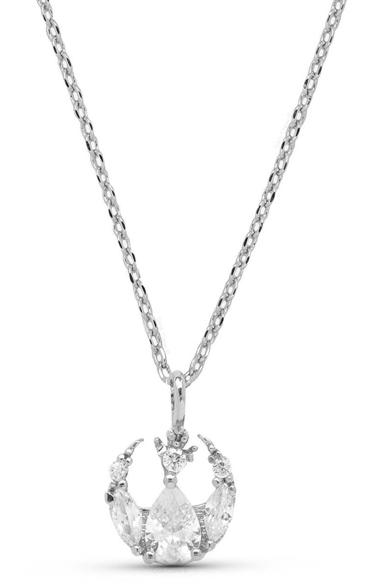Girls Crew Star Wars<sup>™</sup> Rebel Alliance Insignia Cubic Zirconia Pendant Necklace, Main, color, Silver