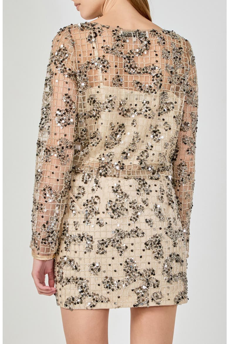 Sequin Beaded Cropped Top, Alternate, color, BEIGE