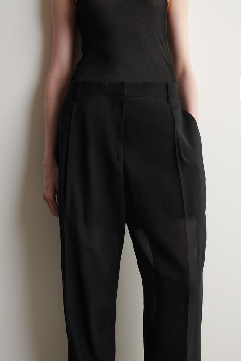 Fluid Wool-voile Straight-leg Pants, Alternate, color, BLACK