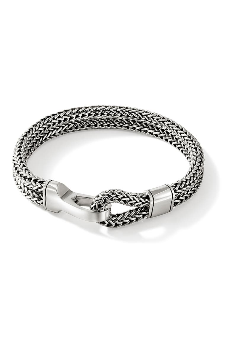 Hook Clasp Bracelet, Silver, Double Row, Main, color, SILVER