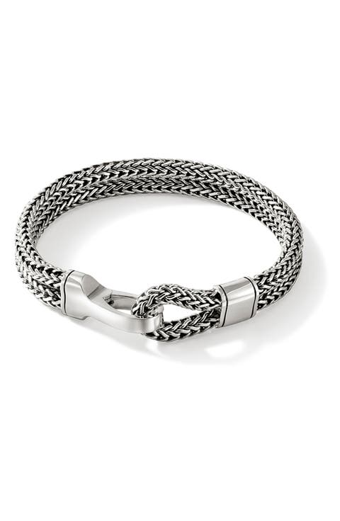 Hook Clasp Bracelet, Silver, Double Row