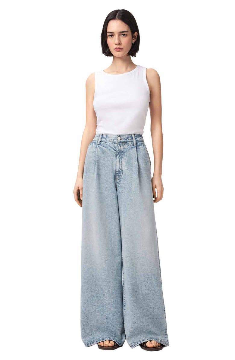AllSaints Haze Pleat Wide Leg Jeans, Alternate, color, Light Indigo
