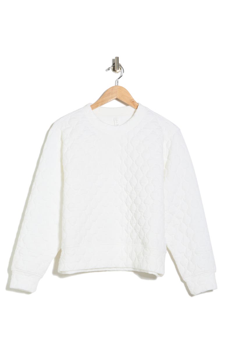 Z by Zella Retreat Quilted Crewneck Sweatshirt, Alternate, color, White