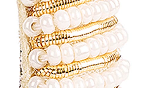 Deepa Gurnani Davon Beaded Hoop Earrings In Ivory