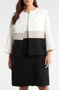 KASPER Colorblock Open Front Cardigan Jacket