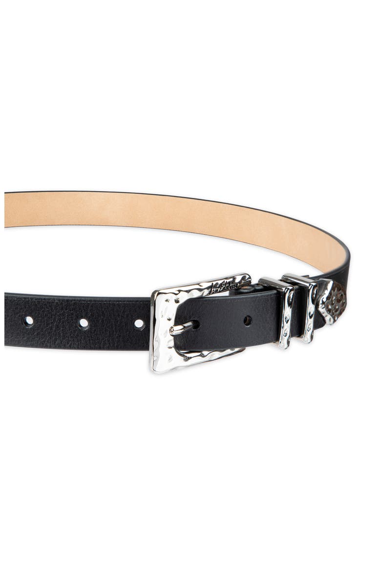 Hammered Leather Belt, Alternate, color, BLACK